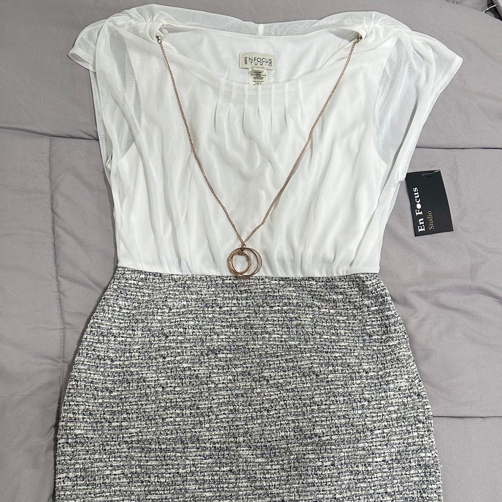 Enfocus Studio Women's Black and White Tweed Mini Skirt